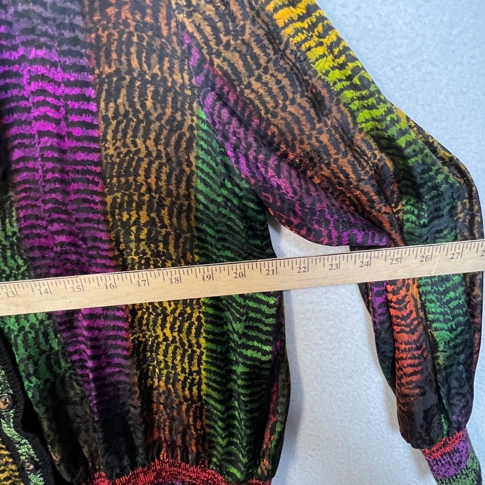 Vintage Anne Crimmins UMI Collections 100% Silk Cardigan Bergdorf Goodman Multi - Picture 9 of 13
